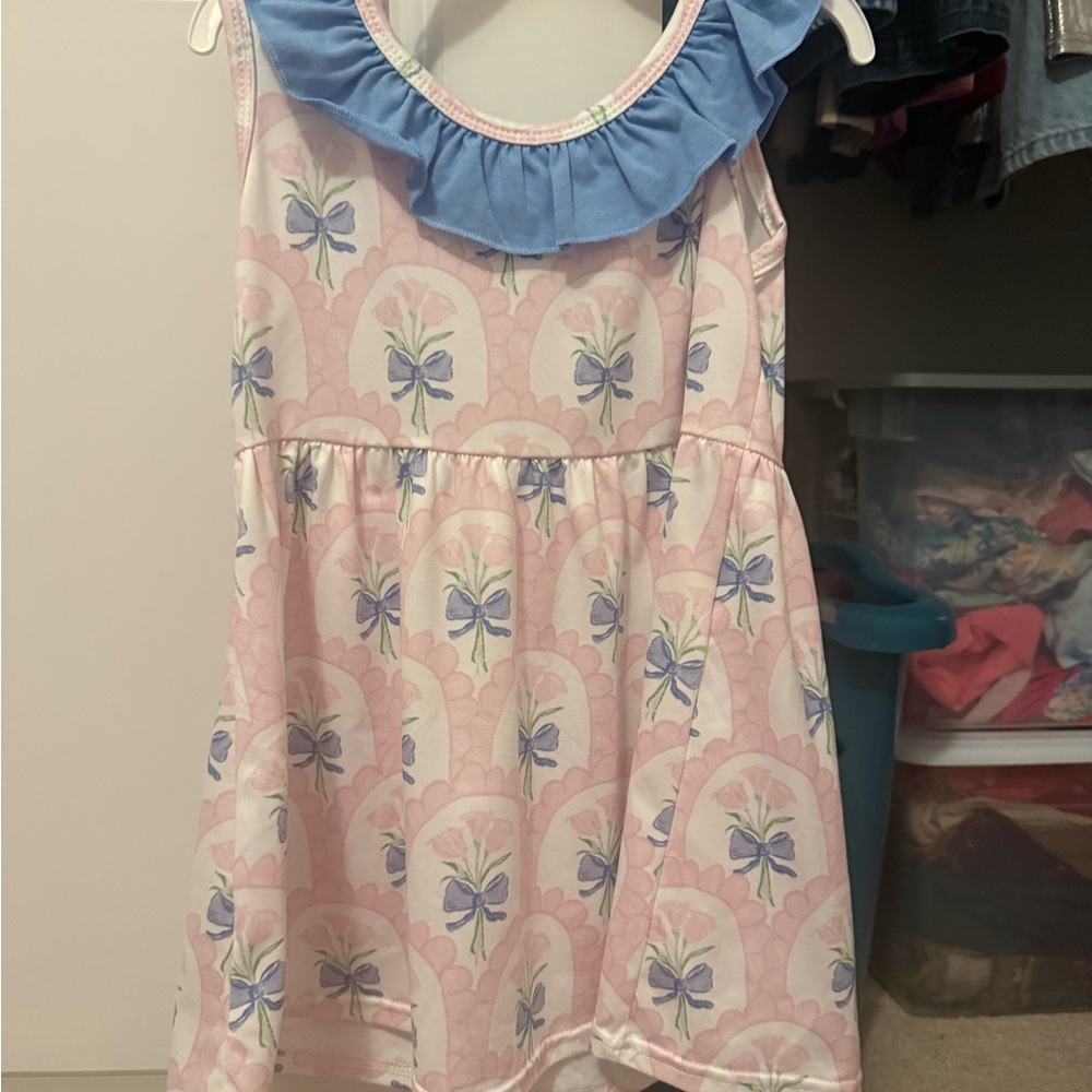Pink and Blue Kids top with Butterfly Print